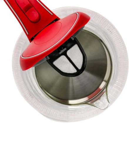 Hervidor eléctrico de vidrio portátil con filtro 1.5L rojo miniatura 2