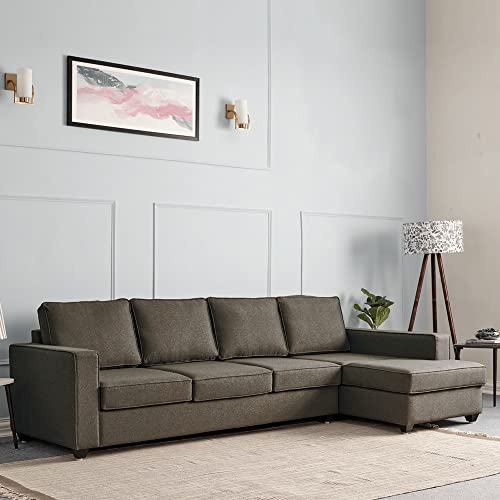 Image of Wakefit Sofa Set | 3 Year Warranty | Sofa 3 Seater, 3 Seater Sofa for Living Room, Wooden Sofa Set, Sofa Set 3 Seater + Right Aligned - Napper(Omega : Grey)