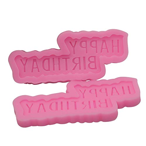 HengKe 2 peças de molde de silicone com letras, decoração de bolo, pudim, feito à mão, sorvete, cubo