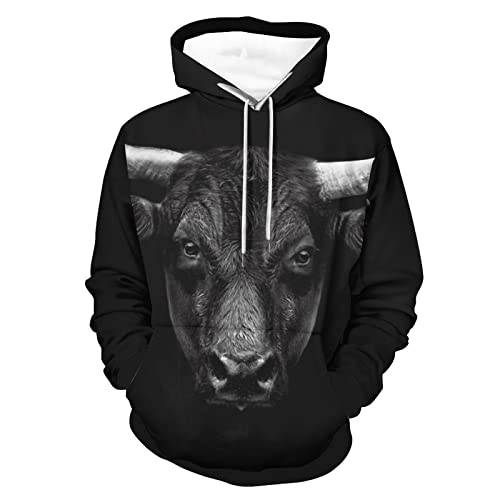 Sweat Tête de Taureau Noir - Hoodie Confortable pour Sorties Urbaines