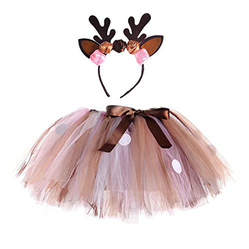 Girls Layered Tutu Skirt Tulle Tutus Fairy Skirts Toddler Dance Carnival Photography Dresses + (Brown, 0-24 Months)