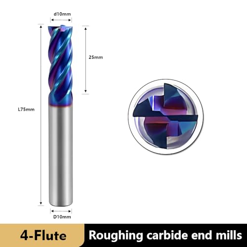 Image of Carbide Square End Mills-4 Flute HRC65 TiSiN Coated,for Milling Alloy Steels, Hardened Steel, Metal etc.1 Pcs D10x75mm