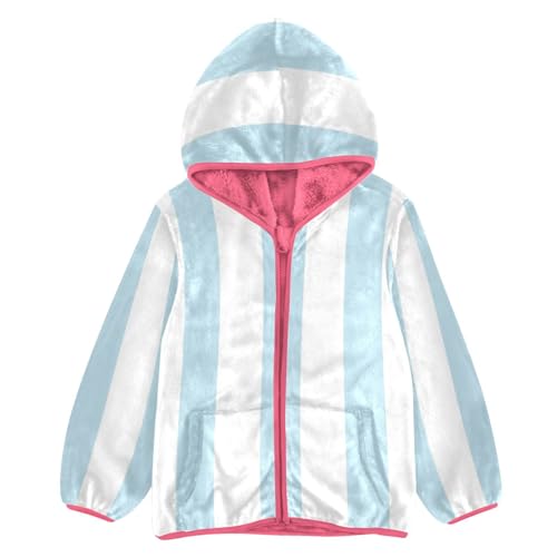 GuoChe Light Blue Stripe Baby Boy Fleece Jacket Hoodies