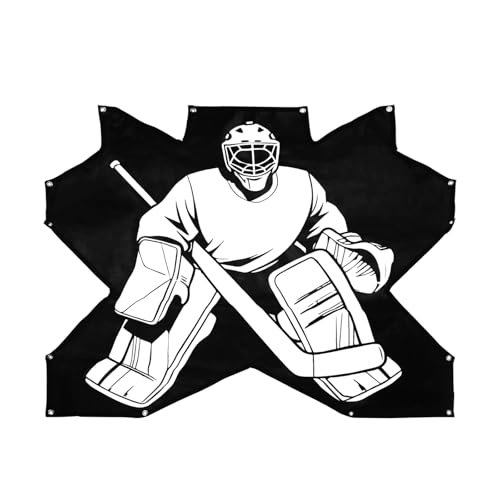 ANDGOAL Hockey Goal Target 54x44 Inch Street Hockey Net Shooting Tarp: Heavy Duty PVC Goalie Practice Aid 7 Holes - Waterproof Sniper Pockets with Bungee Cords for Driveway Training