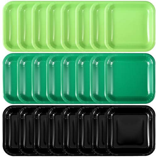 FoldTier 120 Pieces Green Party Theme Decorations Square Paper Plates Birthday Party Cake Dessert Plates(Green 7 Inch)