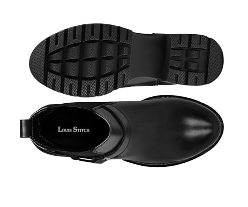 Image of LOUIS STITCH Women's High Ankle Boots| Round Buckle with Straps Slip-On Boots | Casual Slip-On Long Boots for Women | Casual & Formal Outings | LSLD-CLBT-RBTS