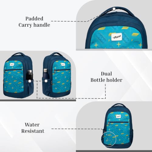 Image of F Gear Arashi Black 35L School Backpack|4 Compartments, 1 Front Pocket & water Bottle Holders|Laptop Sleeve|Ergonomic, Lightweight & Durable Design|Ideal for School, College, Work, Travel & Daily Use