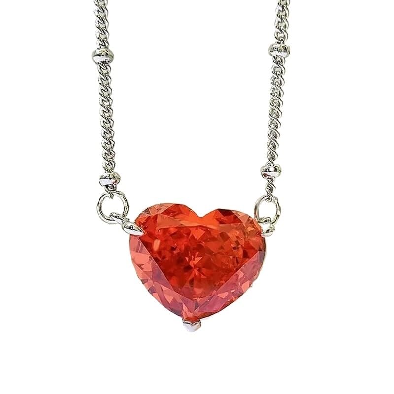 Collier pendentif en argent 925 cœur rose jaune, le cadeau idéal de mariage pour femme