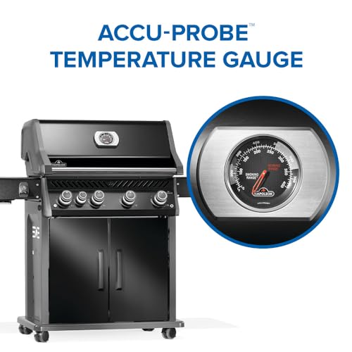 Image of Napoleon Rogue PRO 525 Propane Gas Grill with Infrared Side Burner, Black, Durable 5-Burner BBQ
