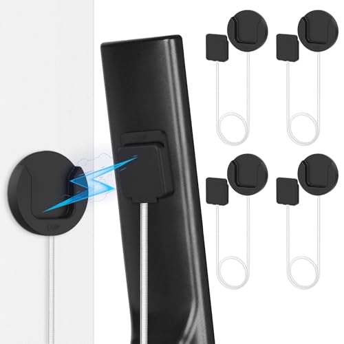 YYILIS 8.5Ft 4 Pcs Magnetic Remote Control Holder Stretchy Remote Control Tether Wall Mount with Leash and Strong Double N52 Magnets for TV/AC/Light/Fan Home & RV Organizer Supply