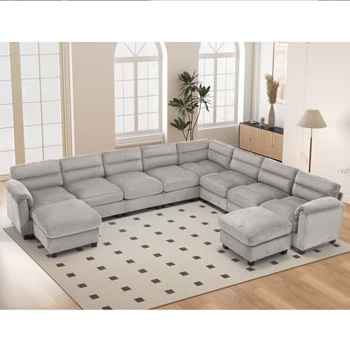 HAOMARKETS 135" Modular Sectional L Shaped Corner Sofa with 2