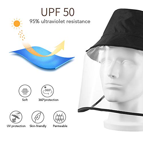 Honelife Chapéu de proteção solar com máscara transparente Tampa à prova de ultravioleta Anti-Poeira