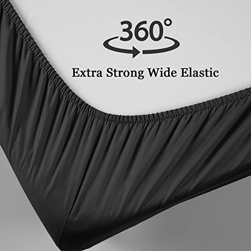 Image of SONORO KATE Bed Sheet Set Super Soft Microfiber 1800 Series Luxury Egyptian Sheets 18-Inch Deep Pocket Wrinkle and Hypoallergenic-4 Piece(Queen Black)