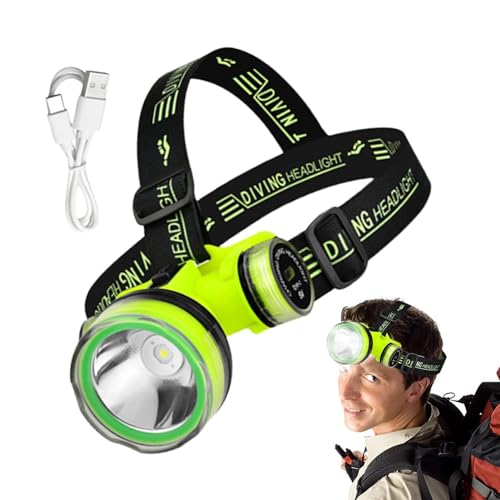 1/2 LED Head Lamp - Rechargeable Led Head Torch, Lightweight Dive Head Flashlight | 5 * 8 * 9cm Waterproof Head Led Flashlight, Hands-Free Head Torch Headlight, Best for Camping Hiking Fishing
