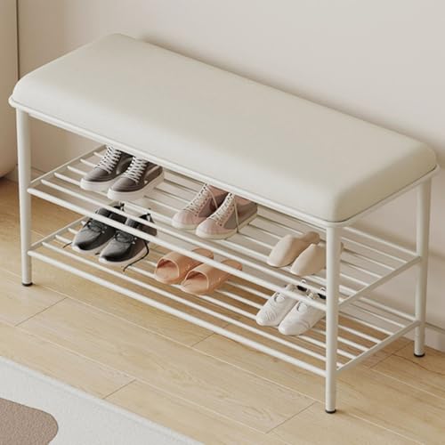 GDMDPTE Narrow Rattan Shoe Bench with Cushioned Seat Stylish Entryway Storage Tall and Spacious Cabinet for Hallways Modern Shoe nizer for Shoes and Accessories