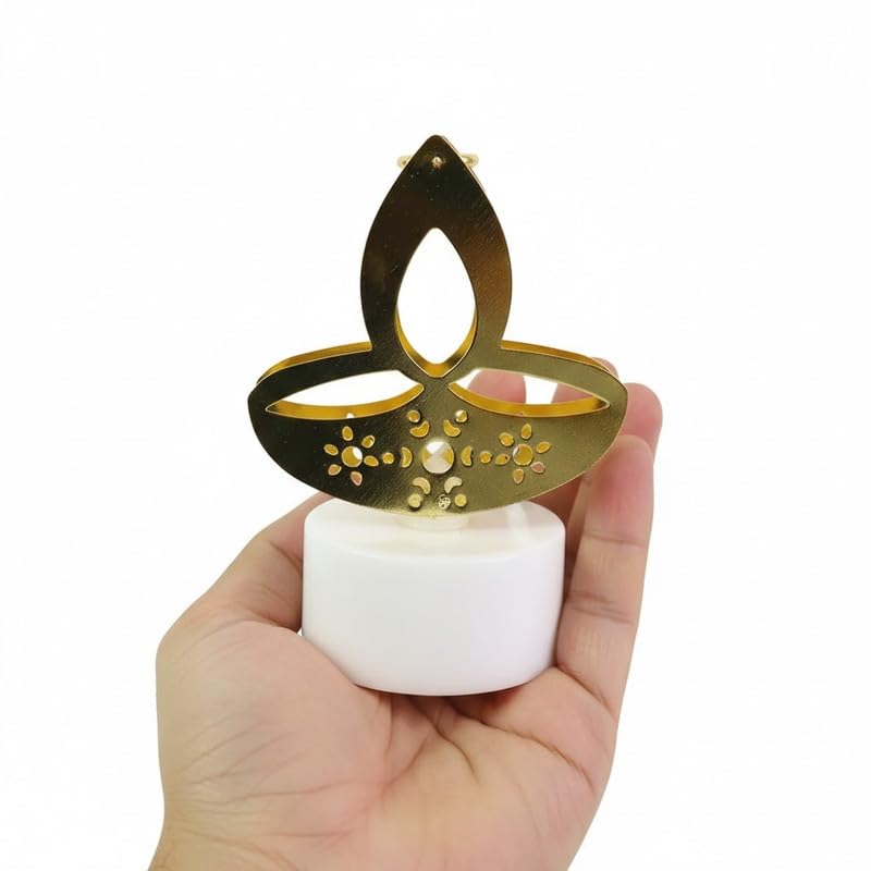Drumstone 𝟏𝟓-𝐘𝐞𝐚𝐫𝐬 𝐖𝐚𝐫𝐫𝐚𝐧𝐭𝐲 Yellow Golden Diya Shaped LED Tealight Candle | Diwali Pooja Temple Home Decor Light | Festival Gift for Family Friends Bright Warm (Model 12549)-image-35
