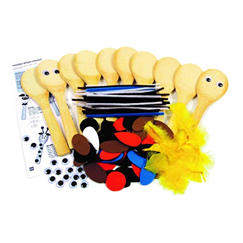 Creation Station New Animals - Juego de cucharillas de Madera (con folleto de Ideas (en inglés), 10 Unidades)