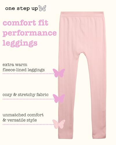 Girls' Active Leggings - 2 Pack Seamless Fleece Lined Leggings - Performance Workout Yoga Pants (7-16)2
