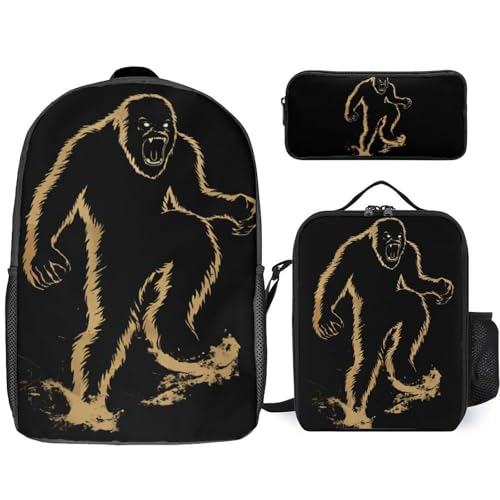 Bigfoot Sasquatch Golden Large Travel Backpacks Carry on Backpack Weekender Bag with 2 Storage Pockets for Men And Women