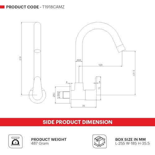 Image of Johnson Sega Brass Wall Mounted Sink Cock for Kitchen | Chrome Finish Kitchen Faucet with Wall Flange | Corrosion Resistant Brass Kitchen Tap | Cold Water Sink Faucet | 10-Year Warranty