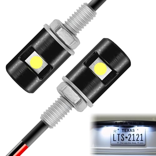 Surosha 2PCS Motorcycle License Plate Light, License Tag Screw Bolt