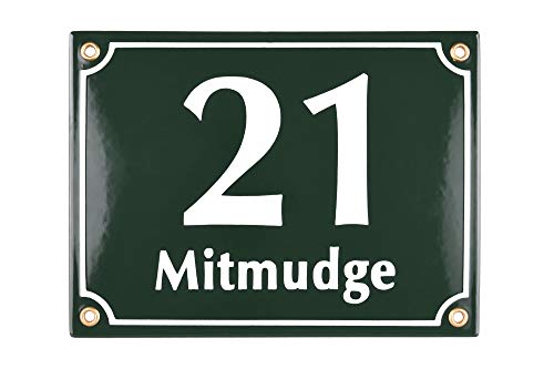 Plaque de rue émaillée personnalisée 15x20 cm avec numéro de maison bleu