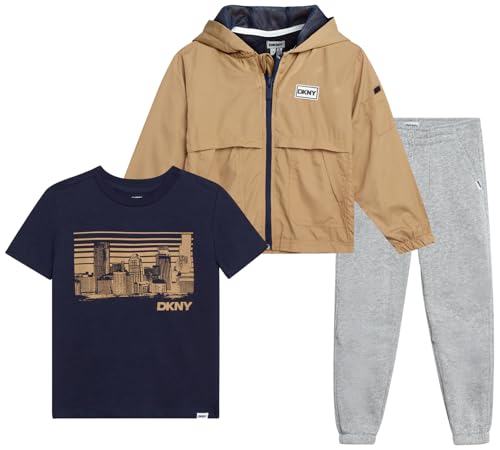 DKNY Boys' Sweatsuit Set - 3 Piece Hoodie, T-Shirt, and Jogger Pants (4-12)