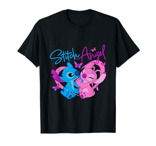Disney Lilo & Stitch: The Series 2 Angel and Stitch Neon T-Shirt - image 1