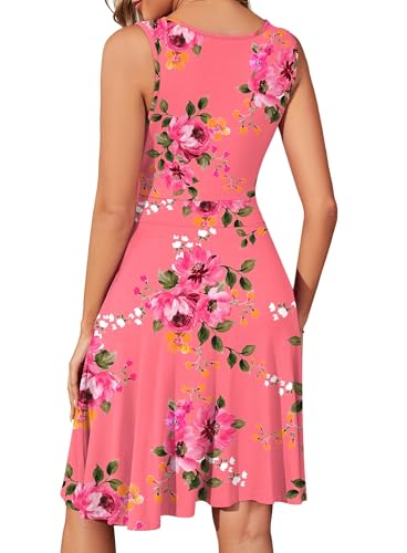 Image of WEACZZY Women's Summer Sleeveless Casual Dresses V-Neck Wrap Floral Holiday Tank Dress Flowy Beach Sundress with Pockets