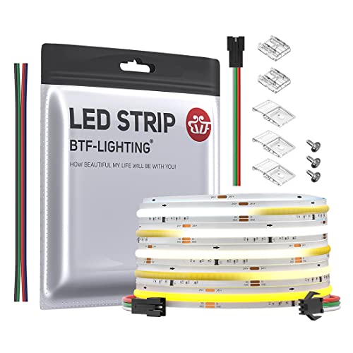 BTF-LIGHTING FCOB COB Indirizzabile CCT WS2811 IC 576LED/m Flessibile Ad Alta Densità Uniforme Inseguimento Colore LED Striscia 3M DC24V Tunable 3000K-6000K CRI 90+ per la Decorazione Domestica Indoor