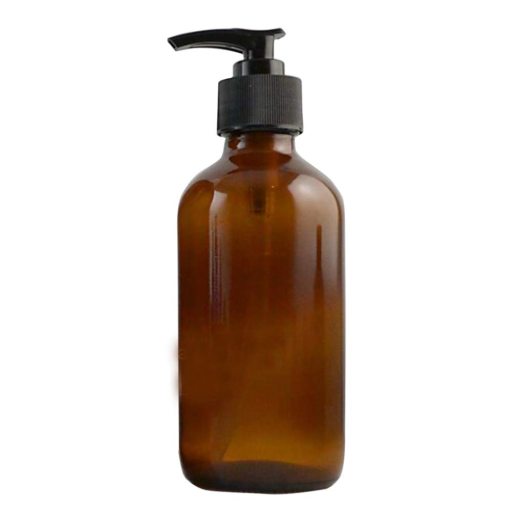 250ML 8oz Empty Refillable Amber Glass Bottle Bottle with Black Lotion