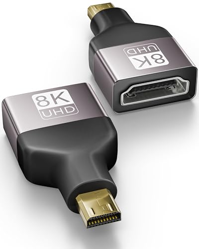 Image of FEDUS EIKON Micro HDMI to HDMI Adapter (Male to Female), 8K@60Hz, 48Gbps High-Speed, Connector Converter, Compatible with GoPro Hero, Raspberry Pi 4 /5, Camera to TV /Monitor, Projector (NOT Micro USB)