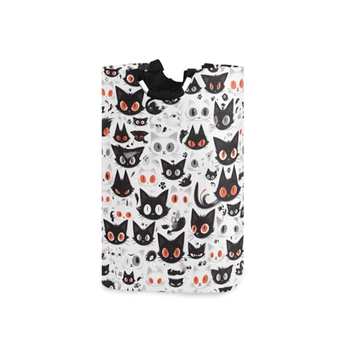 Jihqo Laundry Hamper Basket Halloween Cute Cat Head Collapsible Nursery Storage Bin Waterproof Clothing Baskets for Home Bedroom Bathroom Washing Room
