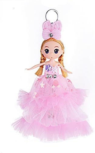 Fashion Girl Doll Keychain Multi-color optional Hanging Toy Still Figurine Multipurpose For Girls Kids Birthday Gifts (Pink)