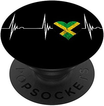 Jamaica Heart Jamaican Heartbeat EKG Pulse Jamaica Caribbean PopSockets PopGrip: Swappable Grip for Phones & Tablets