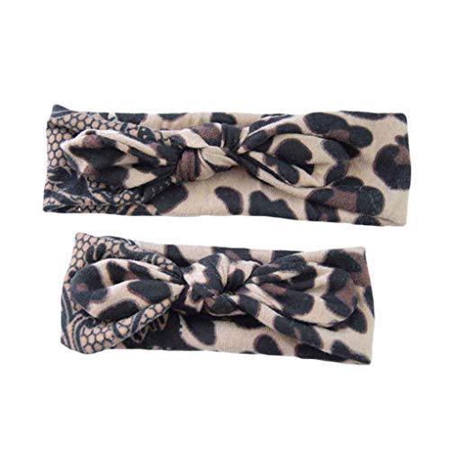 Windy5 2ST Mutter-Baby-elastische Stirnband-Mädchen-Blumen-Leopard-Druck Verknotete Headwrap Makeup Haarbänder Stretchy Haarbänder