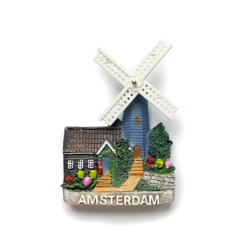 Imán Decorativo de Resina 3D Molino de Viento Amsterdam miniatura 1