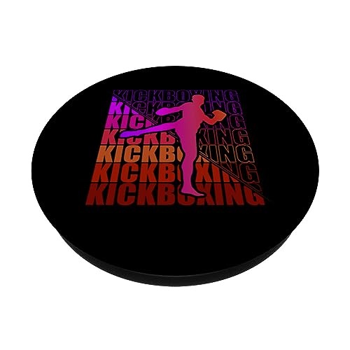 Kickboxer Martial Arts Kickboxing PopSockets Swappable PopGrip, Black - Image 2