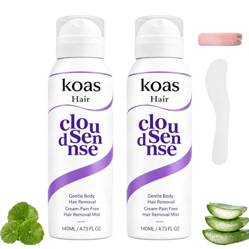 Koas Hair Removal Mousse For Women & Men Cloud Sennse Smooth Hair Removal Spray Gentle Body Skin-Softening Hair Remover Cream For Legs Arms & Underarms Silky Soft Skin Finish (2 Pcs Aloe Vera)