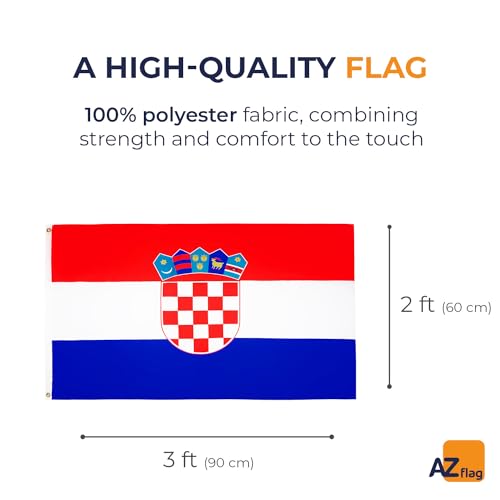 AZ FLAG, Croatia Flag, 2x3 Ft, 100D Polyester Croatian Banner with Two Metal Grommets, Fade Resistant, Vivid Colors - Image 2