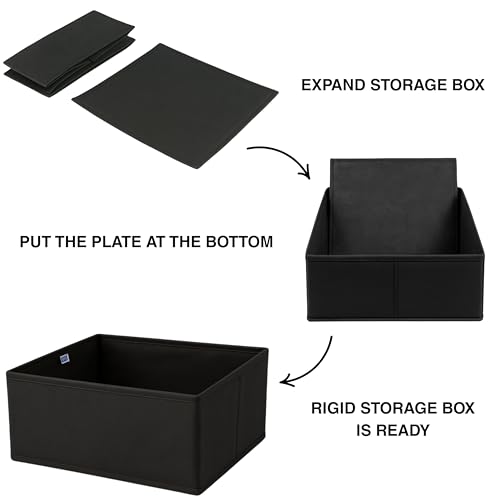 Image of Skrill Non-Woven 6-Piece Foldable Clothing Storage Box Set | Cube Baskets, Bins & Dividers for Closet & Dresser Drawer Organization, Black