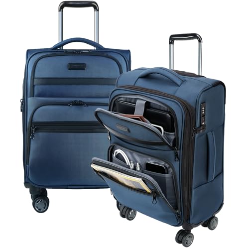KROSER-Softside-Expandable-Carry-On-Luggage-with-Front-Business-Pockets20-Inch-Suitcases-with-Spinner-Wheels-Built-in-TSA-Lock-Durable-Suitcase-Rolling-Luggage-with-USB-Port-Haze-Blue KROSER Softside Expandable Carry On Luggage with Front Business Pockets,20 Inch Suitcases with Spinner Wheels & Built-in TSA Lock, Durable Suitcase Rolling Luggage with USB Port, Haze Blue - Image 1