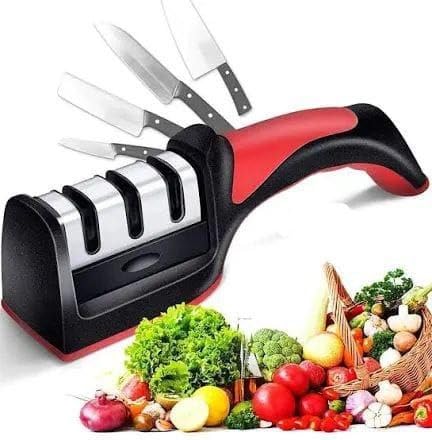 ToYooZe Manual Knife Sharpener 3 Stage Sharpening Tool for Ceramic Knife and Steel Knives (Black),3 in 1 Knife Sharpener