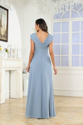 Lace Applique Mother of The Bride Dresses for Wedding Cap Sleeve Formal Dress Ruched Chiffon Evening Gown4