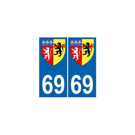69 Rhône autocollant plaque blason armoiries stickers département - Angles : droits