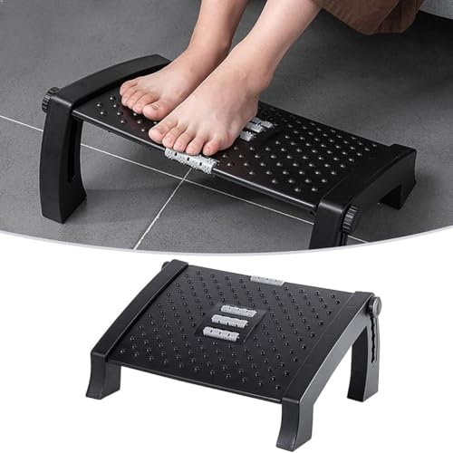 Image of Foot Rest for Under Desk at Work - Ergonomic Foot Stools for Under Office Desk - Rocking Footrest with Roller Massager - Leg Rest for Chair, Computer Gaming - Promote Leg Circulation (Style 3, Black)