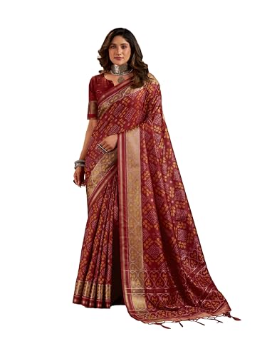 Image of MADHUHANSH Women's Cotton Silk Saree with Unstitched Blouse Piece Zari Weave and Floral Pattern | Heavy Embroidery Saree for Women | Interview Saree for Women | Readymade Blouse with Saree Set