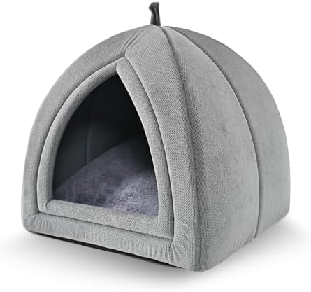 Amazon Basics Cat Cave Bed, 2-in-1 Foldable House for Indoor Cats...