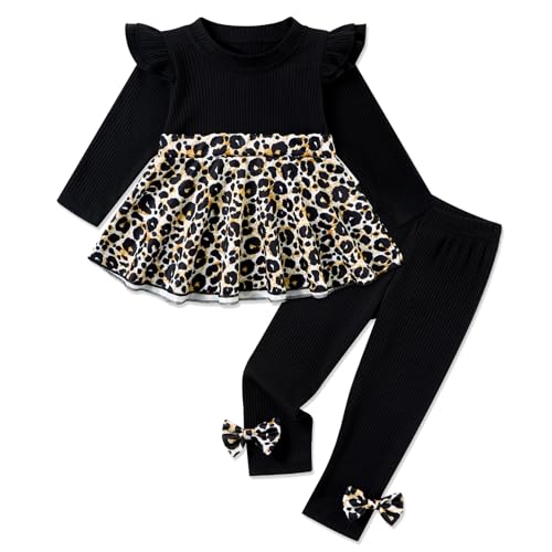 Kids4ever Baby Girl Clothes Ruffle Shirt Pants Cute Infant Outfit Set For 6-24M Fall Winter