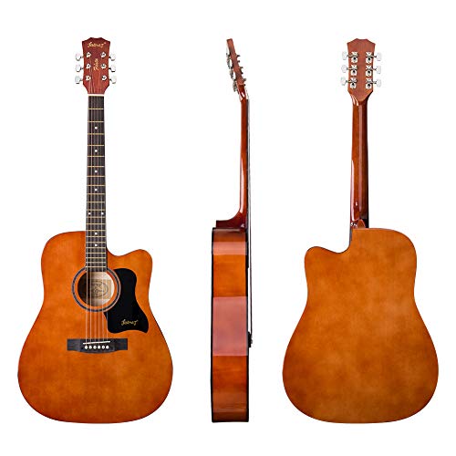 Image of JUAREZ Fiesta 104.14 cm (41 Inch) Acoustic Guitar with Dual Action Truss Rod, JRZ41C /DB 21 Frets Rosewood Fretboard & Bridge, Bag, Strap, 2 Picks, Allen Key, Extra String Set, Brown
